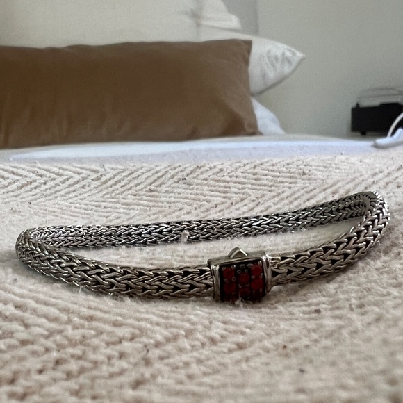 John Hardy Sterling Silver Black Sapphire/ African Ruby Bracelet - Picture 5 of 9